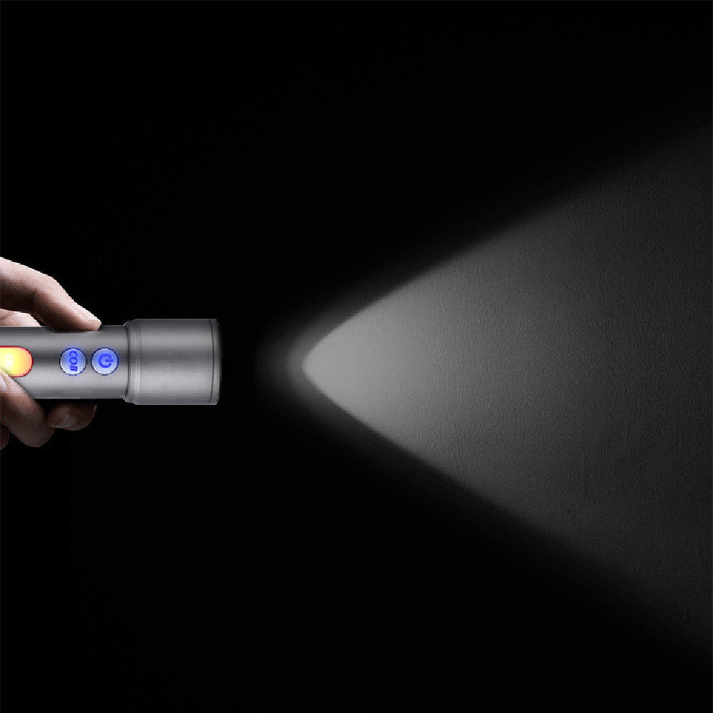 Multi-Functional LED Flashlight – Rechargeable White Spotlight with Zoom & Power Display