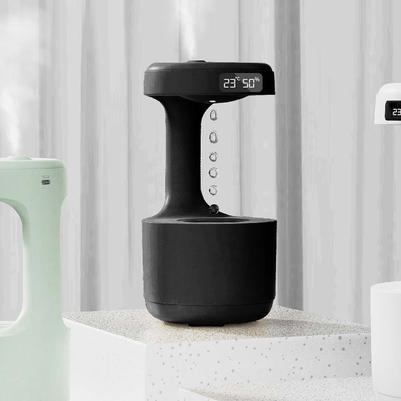 Anti-Gravity Humidifier With LED Clock Large Capacity Water Drop Backflow Aroma Diffuser Quiet Heavy Fog Air Purifier USB Sprayer For Bedroom Office Home