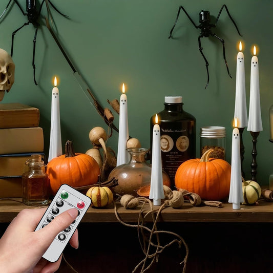 Halloween Ghost LED Candle – Flameless Spooky Light with Remote Control