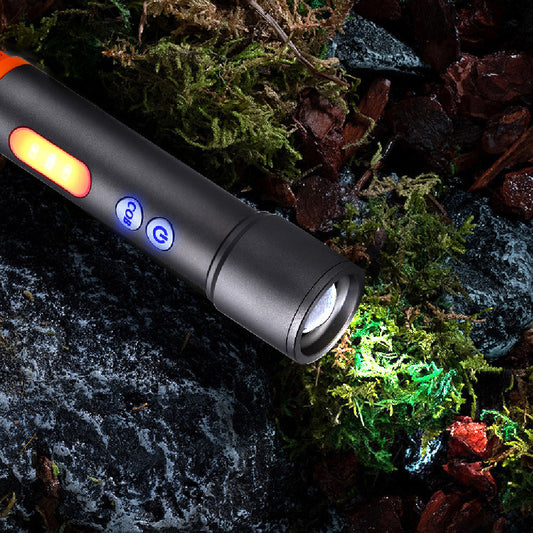 Multi-Functional LED Flashlight – Rechargeable White Spotlight with Zoom & Power Display