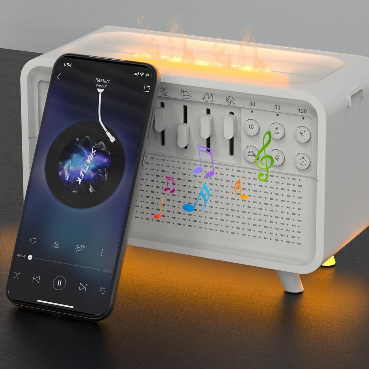 3 in 1 Bluetooth Speaker White Noise Machine with Night Light and Humidifier | Sleep Sound Machine with 8 Nature Sounds for Bedroom, Relaxation & Baby