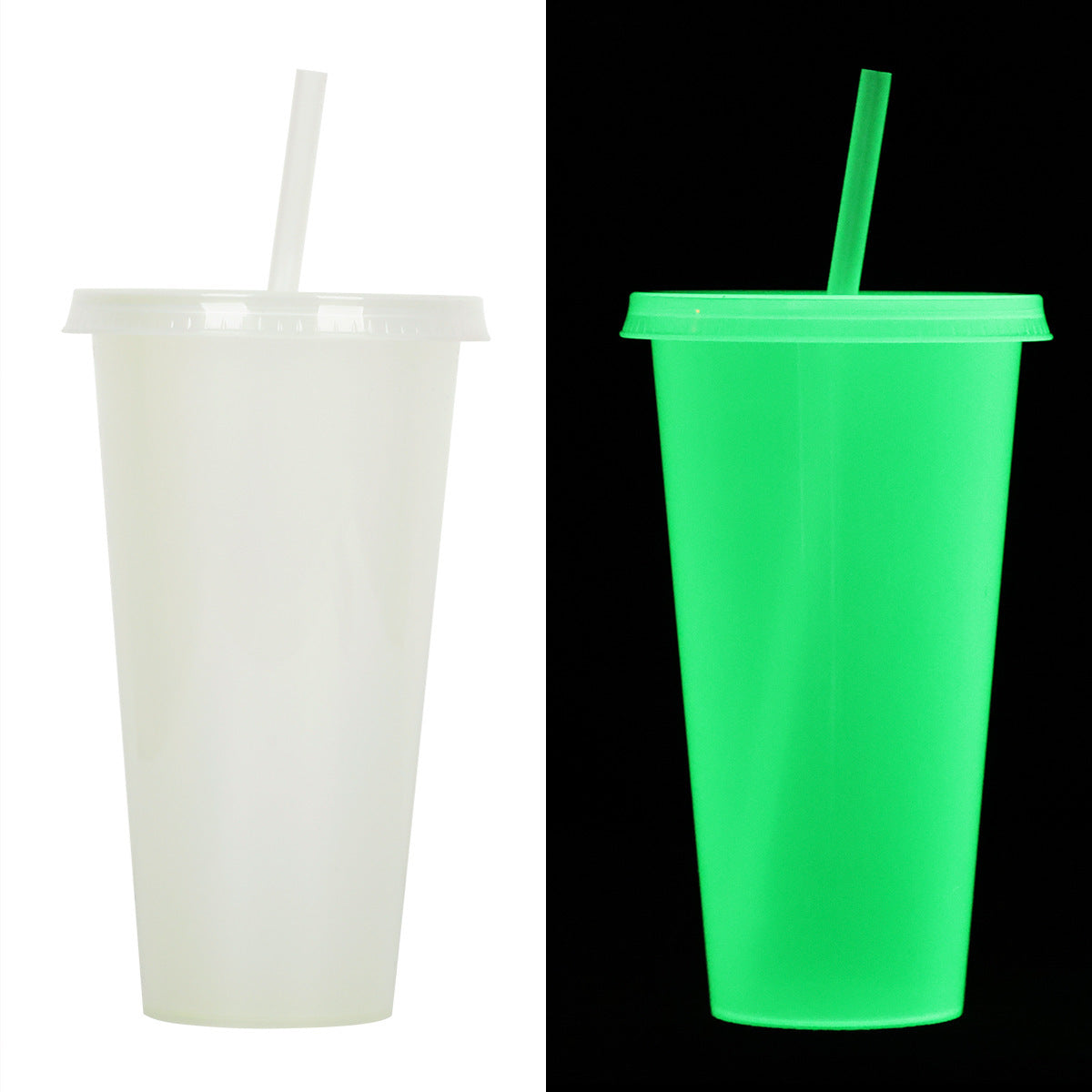 Halloween Luminous Straw Cup – Glow in the Dark Reusable Plastic Tumbler with Lid & Straw for Party, Drinks & Gifts