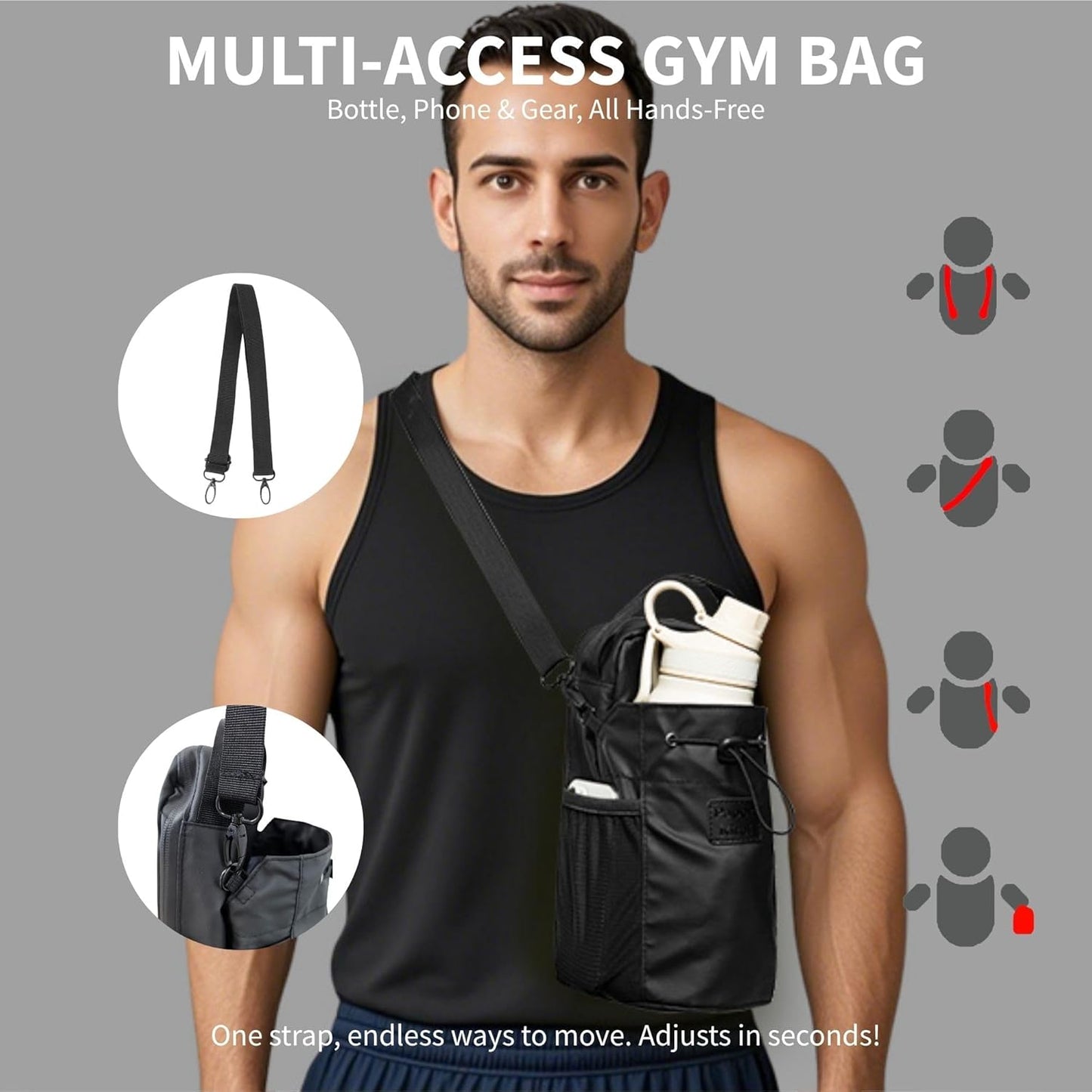 Magnetic Gym Bottle Bag – Heavy-Duty Waterproof Holder for Sports, Fitness & Travel