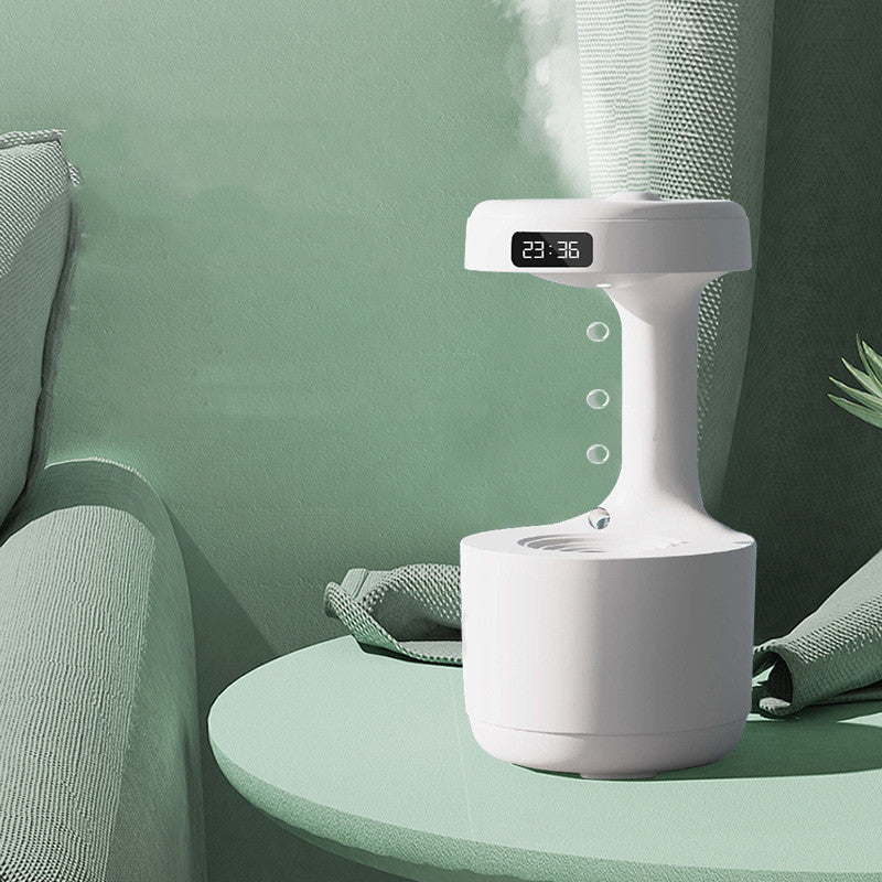 Anti-Gravity Humidifier With LED Clock Large Capacity Water Drop Backflow Aroma Diffuser Quiet Heavy Fog Air Purifier USB Sprayer For Bedroom Office Home