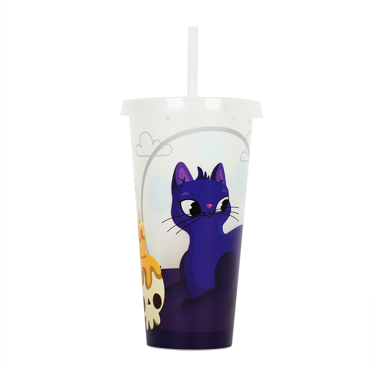 Halloween Luminous Straw Cup – Glow in the Dark Reusable Plastic Tumbler with Lid & Straw for Party, Drinks & Gifts