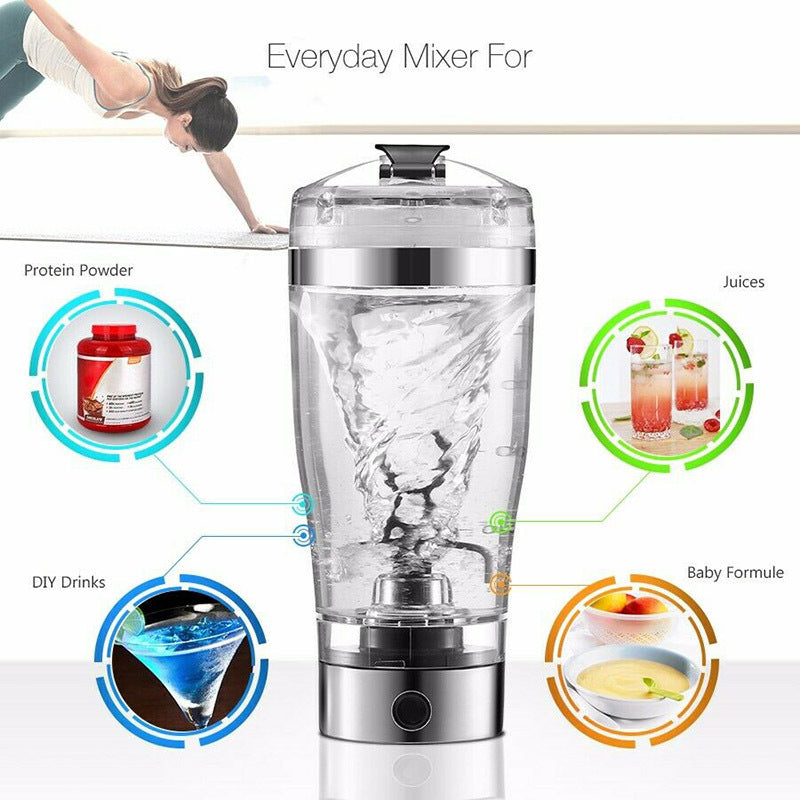 Electric Protein Shaker Bottle USB Rechargeable – Portable Automatic Mixing Cup for Protein Shakes, Coffee, Milk & Fitness Drinks