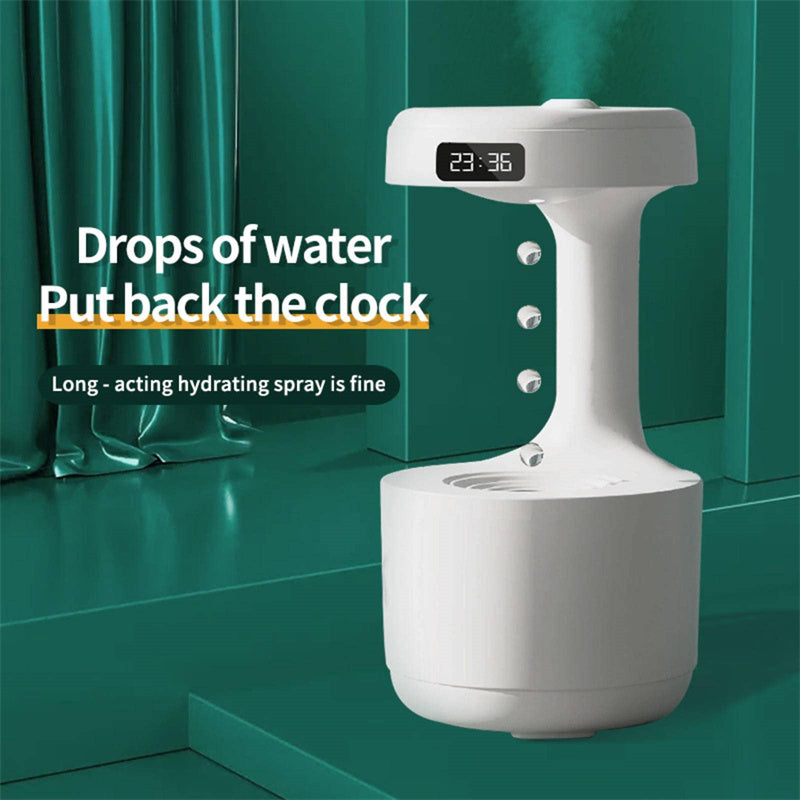 Anti-Gravity Humidifier With LED Clock Large Capacity Water Drop Backflow Aroma Diffuser Quiet Heavy Fog Air Purifier USB Sprayer For Bedroom Office Home