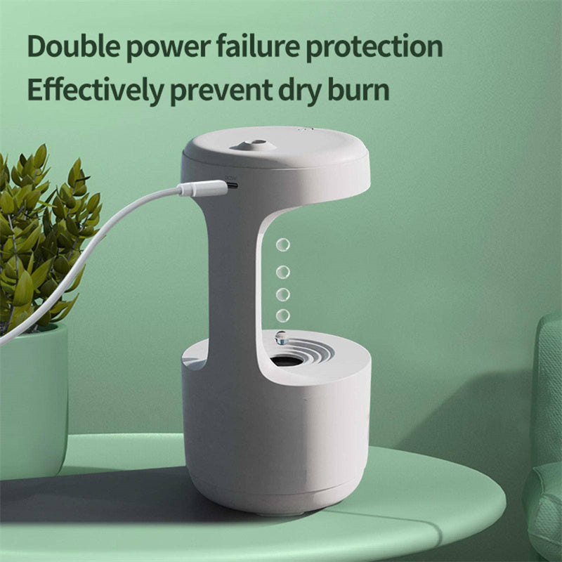 Anti-Gravity Humidifier With LED Clock Large Capacity Water Drop Backflow Aroma Diffuser Quiet Heavy Fog Air Purifier USB Sprayer For Bedroom Office Home