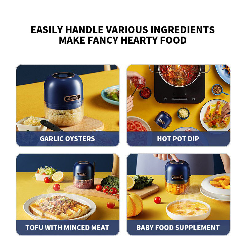 Delmar Mini Electric Garlic Maker – Luxury Portable Wireless Chopper for Effortless Garlic, Onion, Chili, Nuts & Baby Food | Compact Design, USB Rechargeable, Easy Clean by ALLUXESS