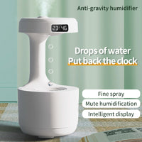 Anti-Gravity Humidifier With LED Clock Large Capacity Water Drop Backflow Aroma Diffuser Quiet Heavy Fog Air Purifier USB Sprayer For Bedroom Office Home