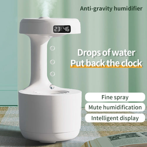 Anti-Gravity Humidifier With LED Clock Large Capacity Water Drop Backflow Aroma Diffuser Quiet Heavy Fog Air Purifier USB Sprayer For Bedroom Office Home