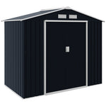Outsunny 7x4ft Outdoor Metal Storage Shed – Weatherproof Garden Tool & Bike Shed with Ventilation, Lockable Double Doors, Foundation Kit, and Rust-Resistant Design