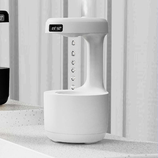 Anti-Gravity Humidifier With LED Clock Large Capacity Water Drop Backflow Aroma Diffuser Quiet Heavy Fog Air Purifier USB Sprayer For Bedroom Office Home