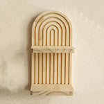 2-Tier Wooden Wall Shelves. Curved Faux Wood, Space-Saving Decorative Storage