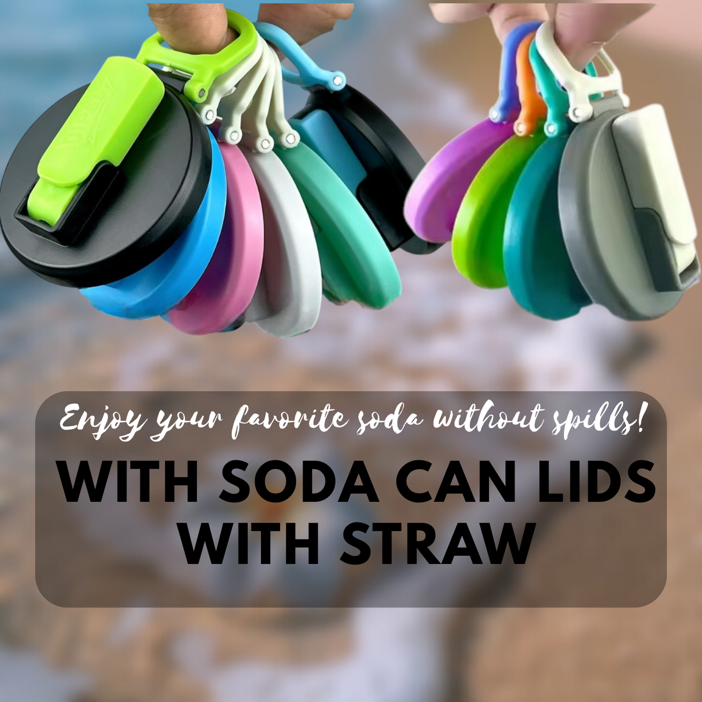 Soda Can Lids with Straw – Reusable Spill-Proof Can Covers, Snap-On Drink Cup Tops for Standard Cans, Leakproof & Portable Travel Bottle Cap