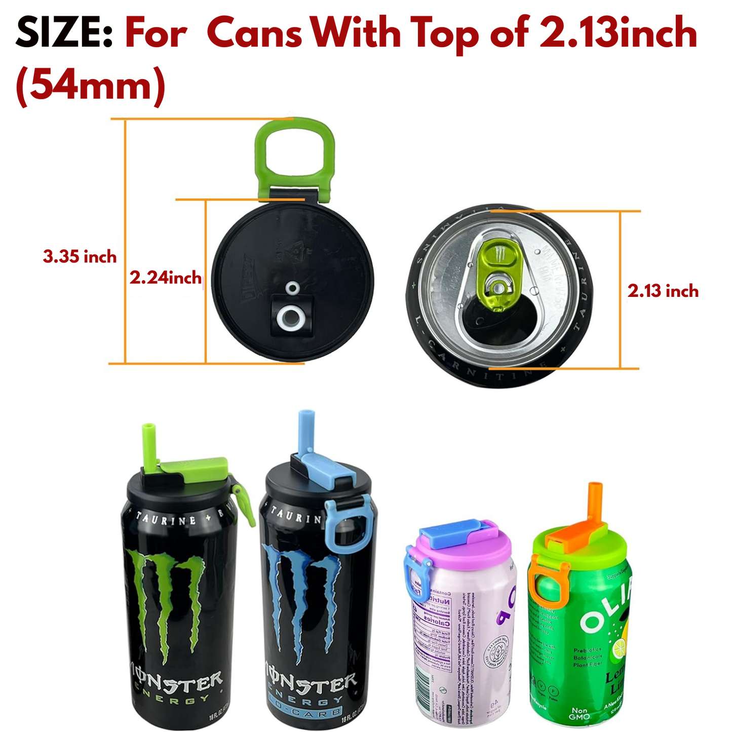 Soda Can Lids with Straw – Reusable Spill-Proof Can Covers, Snap-On Drink Cup Tops for Standard Cans, Leakproof & Portable Travel Bottle Cap