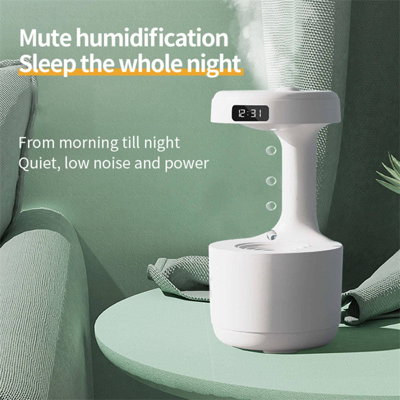 Anti-Gravity Humidifier With LED Clock Large Capacity Water Drop Backflow Aroma Diffuser Quiet Heavy Fog Air Purifier USB Sprayer For Bedroom Office Home