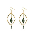 Vintage Green Bird Leaf Earrings – Retro Mori Style Geometric Ear Clips for Women