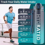 QLUR 32oz Motivational Water Bottle with Straw & Time Marker – Large Reusable Sports Water Jug