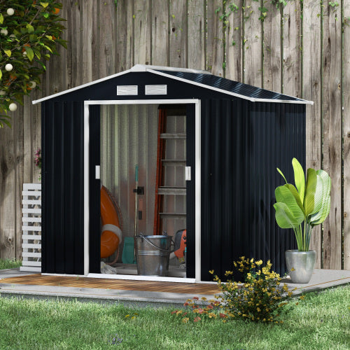 Outsunny 7x4ft Outdoor Metal Storage Shed – Weatherproof Garden Tool & Bike Shed with Ventilation, Lockable Double Doors, Foundation Kit, and Rust-Resistant Design