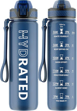 QLUR 32oz Motivational Water Bottle with Straw & Time Marker – Large Reusable Sports Water Jug