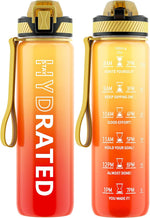 QLUR 32oz Motivational Water Bottle with Straw & Time Marker – Large Reusable Sports Water Jug